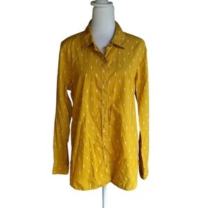 Garnet Hill Signature Organic Pima Cotton Essential Button Up Shirt Size 12